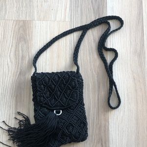 Zara crochet black cross body bag.